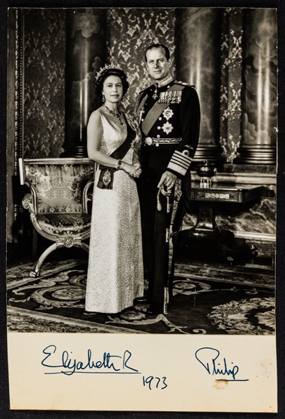 Queen Elizabeth II and Prince Philip Dual-Signed 1973 Royal Visit (Canada) Portrait Photo with Great Provenance