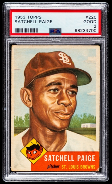 1953 Topps Baseball Card #220 HOFer Satchell Paige - Graded PSA 2