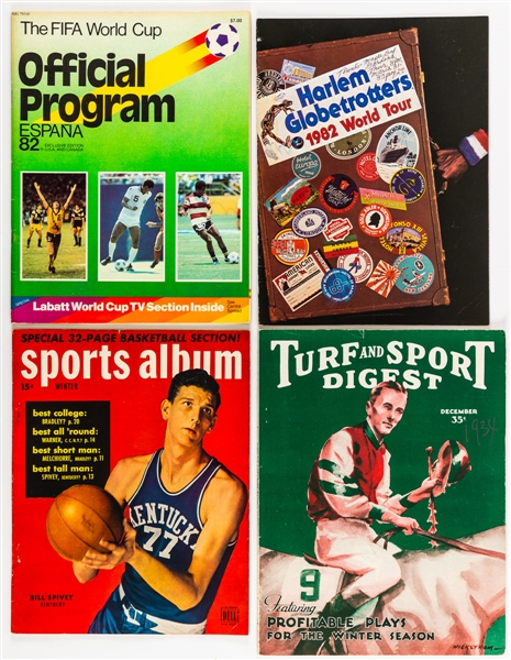 Vintage Bee Hive Scribblers (30) and Vintage Misc Magazine (30) Collection of 60 including 1982 FIFA World Cup Program and 1982 Harlem Globetrotters World Tour Program and 1983 Ticket Stub