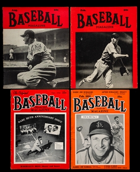 "Baseball Magazine" 1930s to 1950s Collection of 53 including Covers with Ruth, Gehrig, DiMaggio and Others 