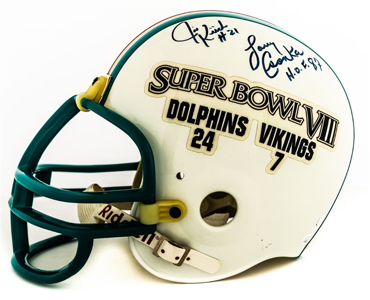 Larry Csonka and Jim Kiick Dual-Signed Miami Dolphins Super Bowl VIII Full-Size Riddell Helmet - JSA Certified