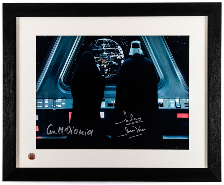 David Prowse and Ian McDiarmid Dual-Signed Star Wars Darth Vader/Emperor Death Star Framed Photo with JSA LOA (22” x 18”)