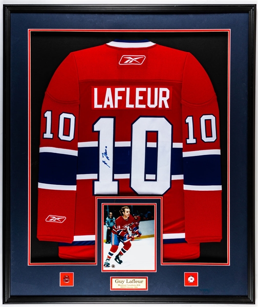 Guy Lafleur Signed Montreal Canadiens Jersey Framed Display with JSA LOA (37 ¾” x 44 ¾”)