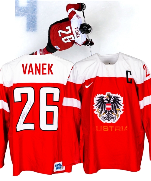 Thomas Vaneks 2014 Sochi Winter Olympics Team Austria Signed Game-Worn Captains Jersey