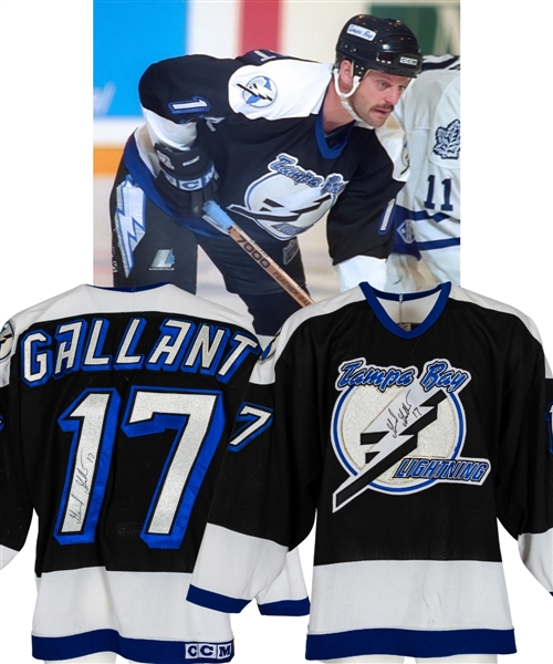 Gerard Gallants 1993-94 Tampa Bay Lightning Signed Game-Worn Jersey (Set 1 Jersey with Repositioned NOB)