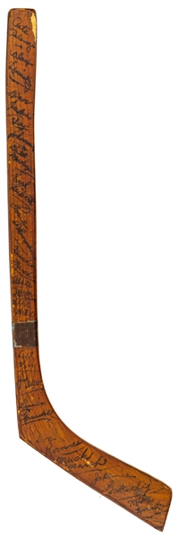 Chicago Black Hawks 1937-38 Stanley Cup Champions Team-Signed Miniature Hockey Stick from the Hay Family with LOA
