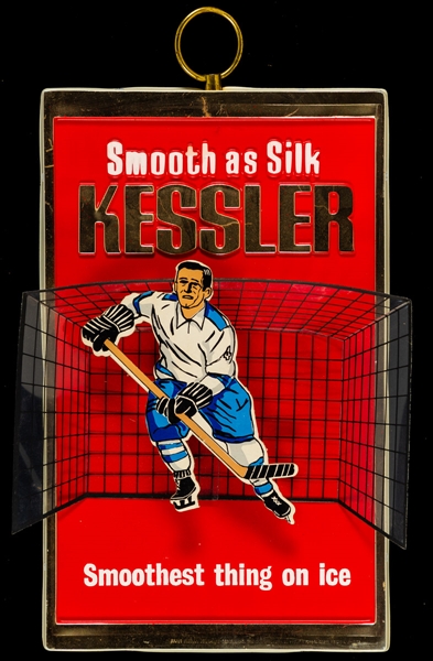 Vintage Blatz Beer and Kessler Whiskey Hockey-Themed Advertising Signs Collection