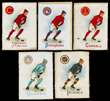 1908 American Tobacco B-33 Hockey Blankets (9), 1912-15 Murad Small Silks (7 Hockey/8 Golf) and 1912-15 Murad Large Silks (5)