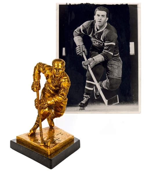 Maurice Richard "Never Give Up" Limited-Edition 24K Gold-Plated Bronze Statue #8/9 Gifted by Maurice Richard to Companion Sonia Raymond with Her Signed LOA 
