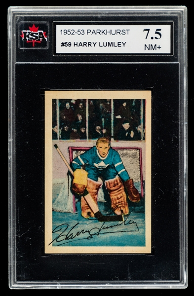 1952-53 Parkhurst Hockey Card #59 HOFer Harry Lumley - Graded KSA 7.5
