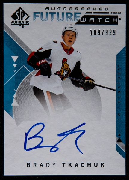 2018-19 SP Authentic Future Watch Autographed Hockey Card #200 Brady Tkachuk Rookie (109/999)