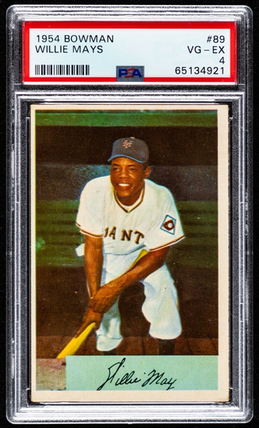1954 Bowman Baseball Card #89 HOFer Willie Mays - Graded PSA 4