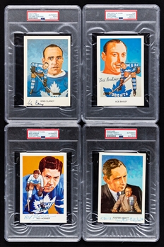 Deceased HOFers King Clancy, Ace Bailey, Red Horner and Foster Hewitt Signed Toronto Maple Leafs Hockey Hall of Fame Postcards - All PSA/DNA Certified