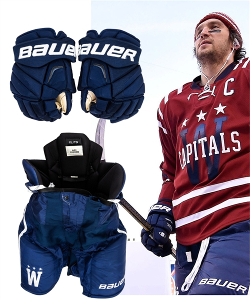 Alexander Ovechkins 2015 NHL Winter Classic Washington Capitals Game-Worn Photo-Matched Bauer Pants and Gloves with LOAs