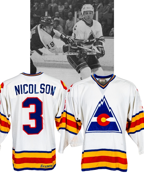 Graeme Nicolsons 1981-82 Colorado Rockies Game-Worn Rookie Season Jersey - Team Repairs!