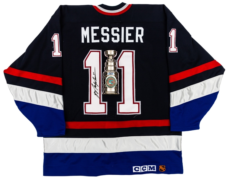 Mark Messier Signed Vancouver Canucks Jersey Plus Novelty 1994 New York Rangers Stanley Cup Signed by Messier