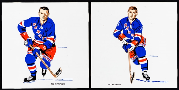 1962-63 H.M. Cowan/Screenart New York Rangers NHL Hockey Tile Collection of 10