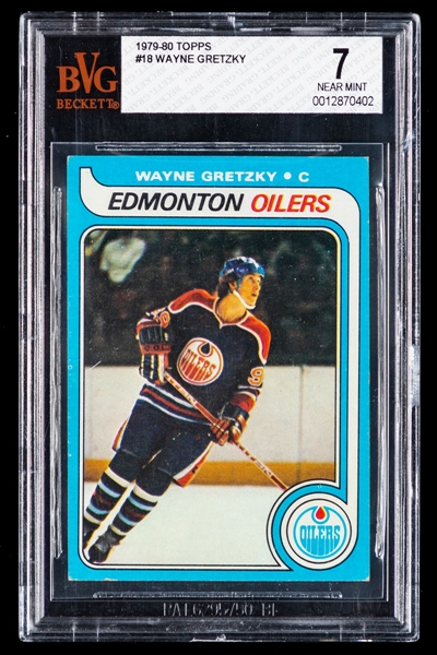 1979-80 Topps Hockey Card #18 HOFer Wayne Gretzky Rookie - Graded Beckett 7