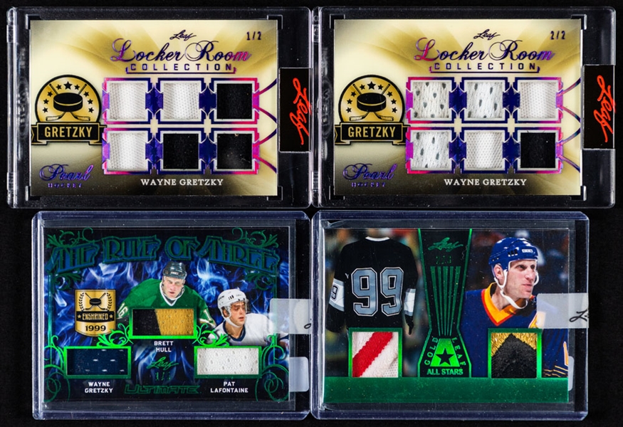 2017-18 to 2020-21 Leaf Locker Room, Tale of the Tape, Legacy, The Captains Log, Legendary Lumber Team and Others Hockey Cards (10) All Featuring HOFer Wayne Gretzky (/2 /3 /5 /12 /17)