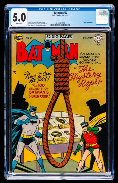 D.C. Comics 1951 Batman #67 - CGC Universal Grade 5.0 (White Pages) - Joker Appearance