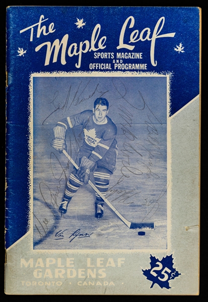 April 16th 1949 Stanley Cup Finals Game #4 Maple Leaf Gardens Program - Toronto Maple Leafs vs Detroit Red Wings - Signed by 6 Including Kennedy and Broda - Cup-Winning Game!