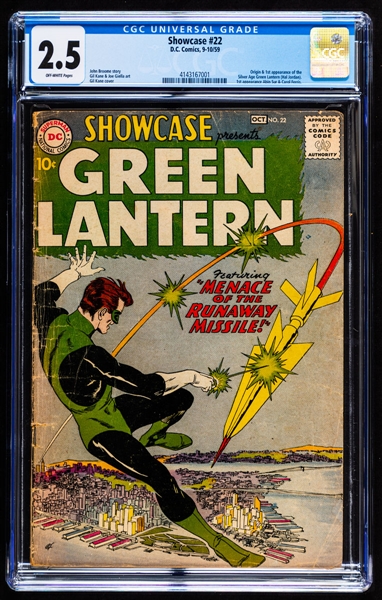 D.C. Comics 1959 Showcase #22 - CGC Universal Grade 2.5 (Off-White Pages) – Origin & 1st Appearance of the Silver Age Green Lantern, Abin Sur and Carol Ferris