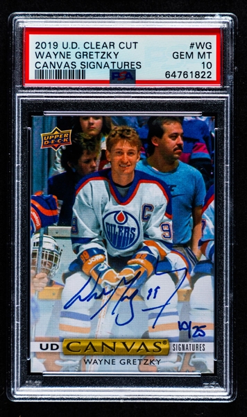 2019-20 Upper Deck Clear Cut Canvas Signatures Autographed Hockey Card #WG HOFer Wayne Gretzky (10/25) - Graded PSA GEM MT 10