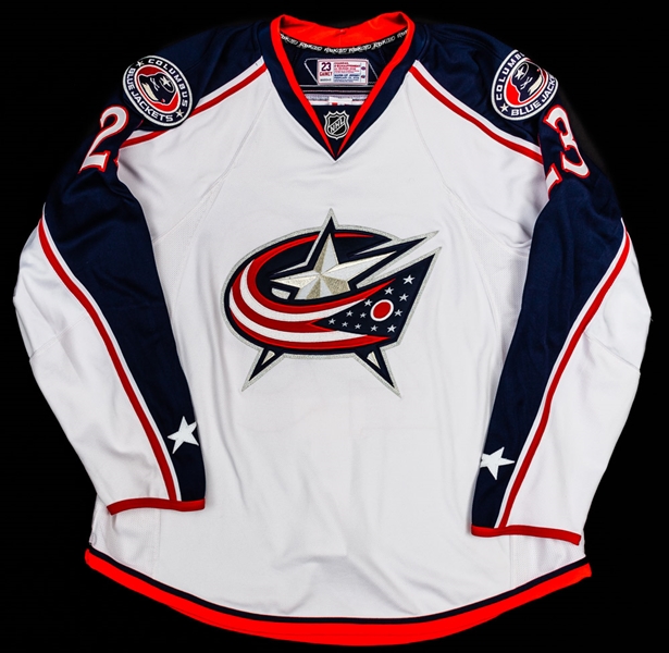 Ole-Kristian Tollefsen’s 2007-08 Columbus Blue Jackets “Bob Gainey Retirement Night” Signed Warm-Up Worn Jersey – Signed by Gainey! 