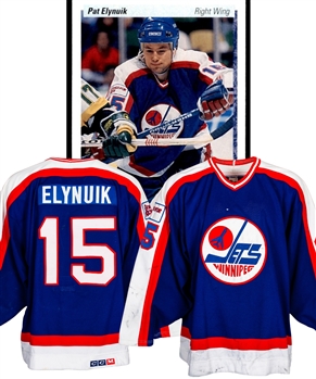 Pat Elynuiks 1988-89 Winnipeg Jets Game-Worn Rookie Season Jersey with LOA - Photo-Matched!