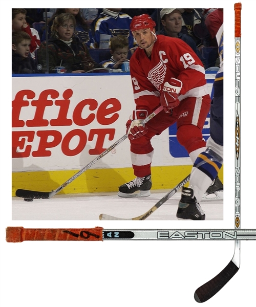 Steve Yzermans Early-2000s Detroit Red Wings Easton Synergy Game-Used Stick 