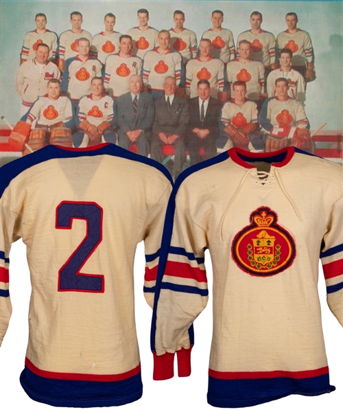 QHL Montreal Royals Mid-1950s Game-Worn Wool Jersey Attributed to Rollie Rousseau