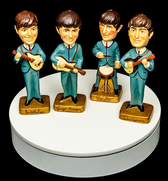 1964 Beatles Car Mascots Inc. Bobbing Heads / Nodders Set of 4 in Original Box