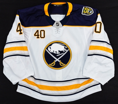 Carter Hutton’s 2019-20 Buffalo Sabres Game-Worn Jersey – 50th Anniversary Patch! – Photo-Matched!