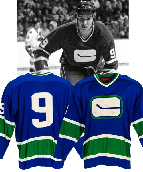 Don Levers Mid-1970s Vancouver Canucks Game-Worn Jersey with LOA - Team Repairs! - Photo-Matched!