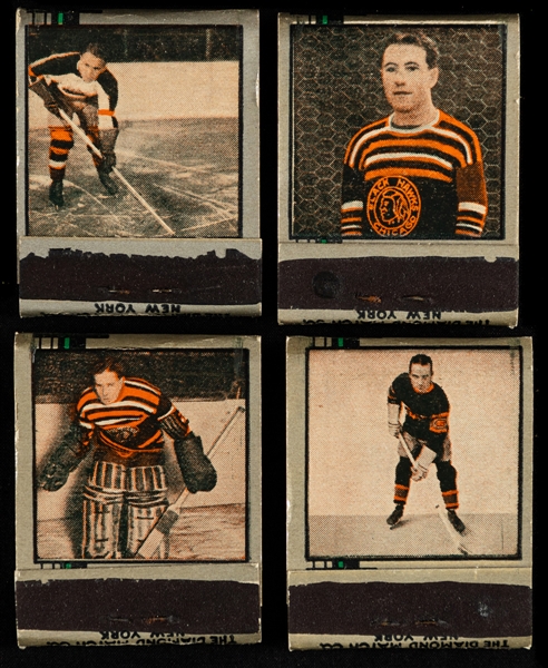 1934-35 Diamond Match Silver (13) and 1936-39 (1) Hockey Matchbook Cover Collection Including Mostly Full Matchbooks Featuring Aurele Joliat, Georges Mantha and Chuck Gardiner