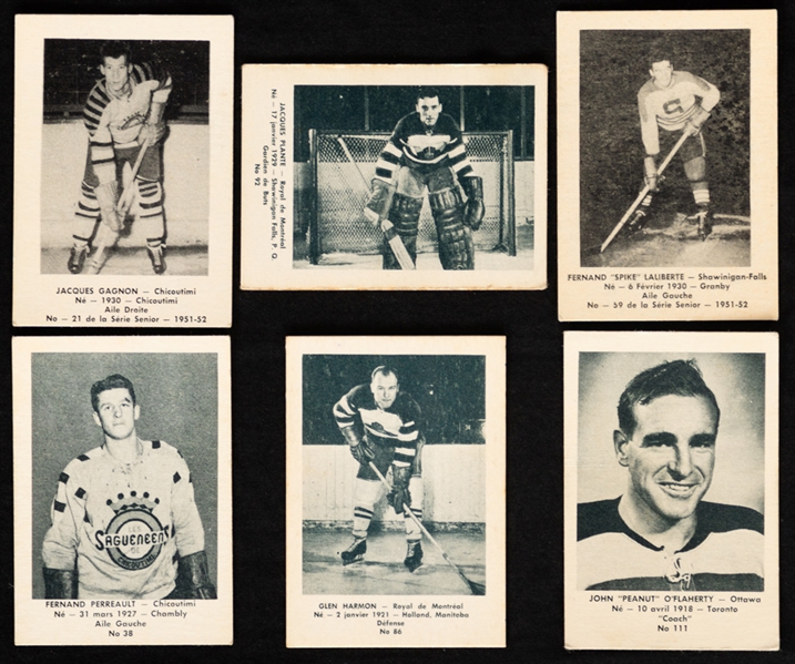 1952-53 Laval Dairy QSHL Hockey Card Starter Set (61/121) Including #92 HOFer Jacques Plante (Pre-Rookie)