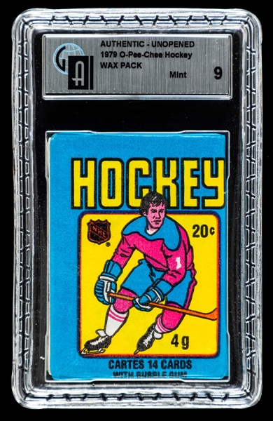 1979-80 O-Pee-Chee Hockey Unopened Wax Pack - GAI Certified Mint 9 - Wayne Gretzky Rookie Card Year