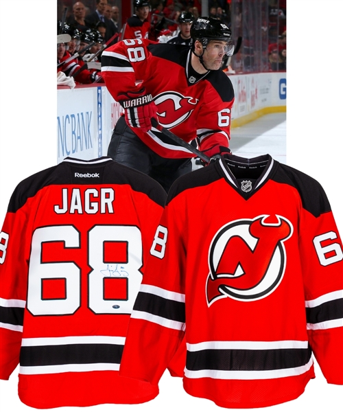 Jaromir Jagr’s 2014-15 New Jersey Devils Signed Game-Issued Jersey with Team LOA