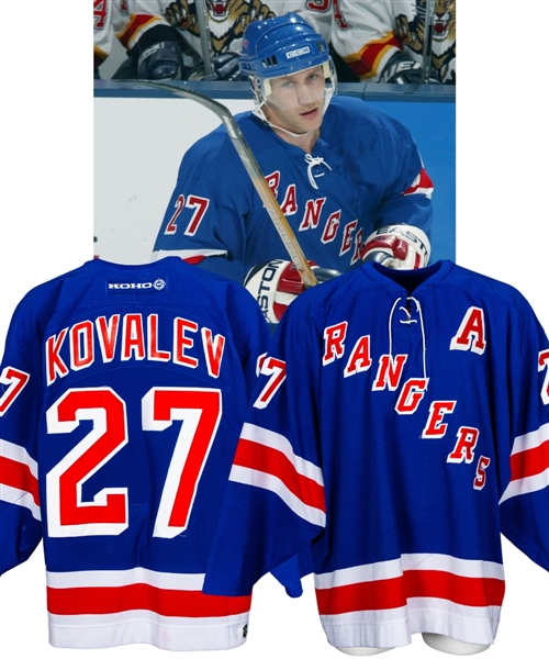 Alexei Kovalevs 2003-04 New York Rangers Game-Worn Alternate Captains Pre-Season Jersey with LOA 
