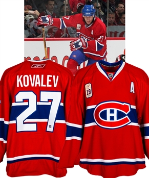 Alexei Kovalev’s 2007-08 Montreal Canadiens "Larry Robinson Jersey Retirement Night" Game-Worn Alternate Captain’s Jersey with Team LOA
