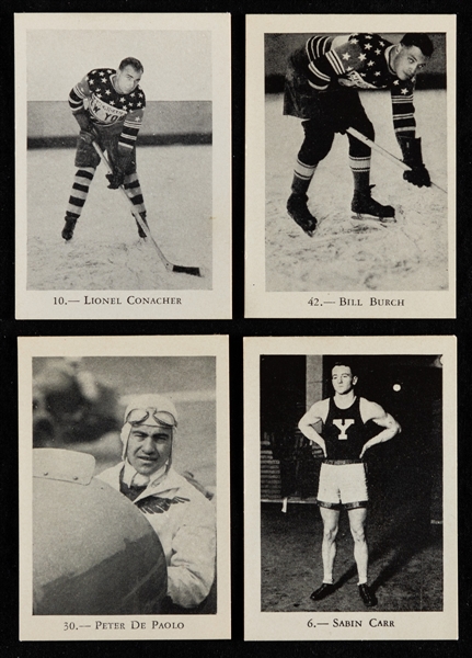 1929-30 Rogers Peet Stamps/Cards (4) Including Hockey Stamps/Cards #10 HOFer Lionel Conacher and #42 HOFer Billy Burch