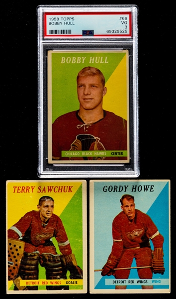 1958-59 Topps Hockey Near Complete Card Set (54/66) Including #66 HOFer Bobby Hull Rookie (Graded PSA 3)