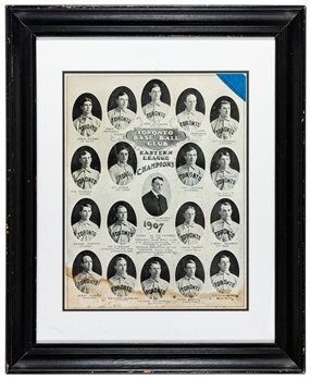 Toronto Baseball Club 1907 Eastern League Champions Framed Team Photo Featuring HOFer Joe Kelley (26 1/2" x 32 1/2")