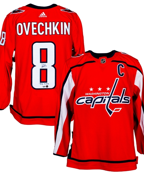 Alexander Ovechkin Signed Washington Capitals Captains Jersey with COA -  767G 3/15/22 Annotation