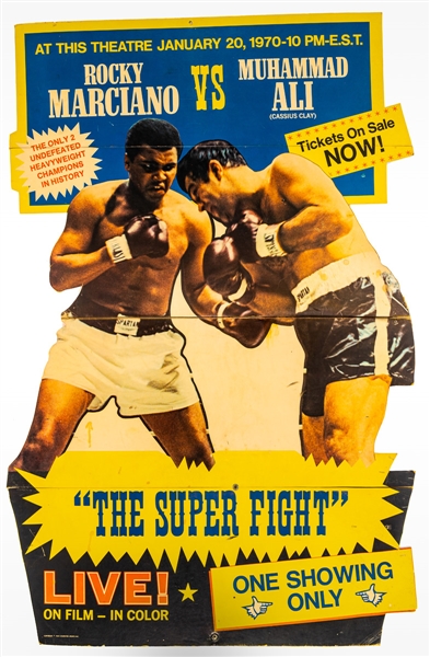 Huge Muhammad Ali vs. Rocky Marciano 1970 "The Super Fight" Theater Stand-Up Display (36" x 56")