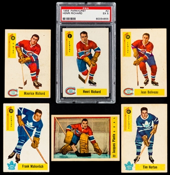 1958-59 Parkhurst Hockey Complete 50-Card Set Including #2 HOFer Henri Richard (Graded PSA 5)