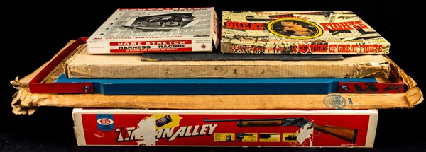 Vintage 1950s-70s Multi Sport Game Collection of 6 Including Hockey, Horse Racing, Boxing and Shooting