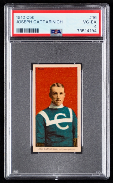 1910-11 Imperial Tobacco C56 Hockey Card #16 HOFer Joseph Cattarinich Rookie - Graded PSA 4