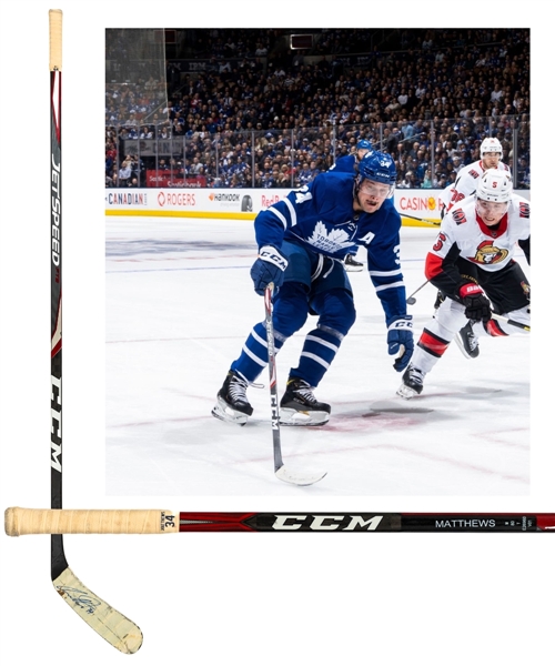 Auston Matthews’ 2019-20 Toronto Maple Leafs CCM JetSpeed FT2 Signed Game-Used Stick - Photo-Matched! 