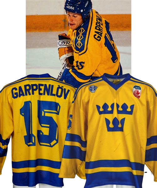 Johan Garpenlovs 1991 Canada Cup Team Sweden Game-Worn Jersey - Photo-Matched!